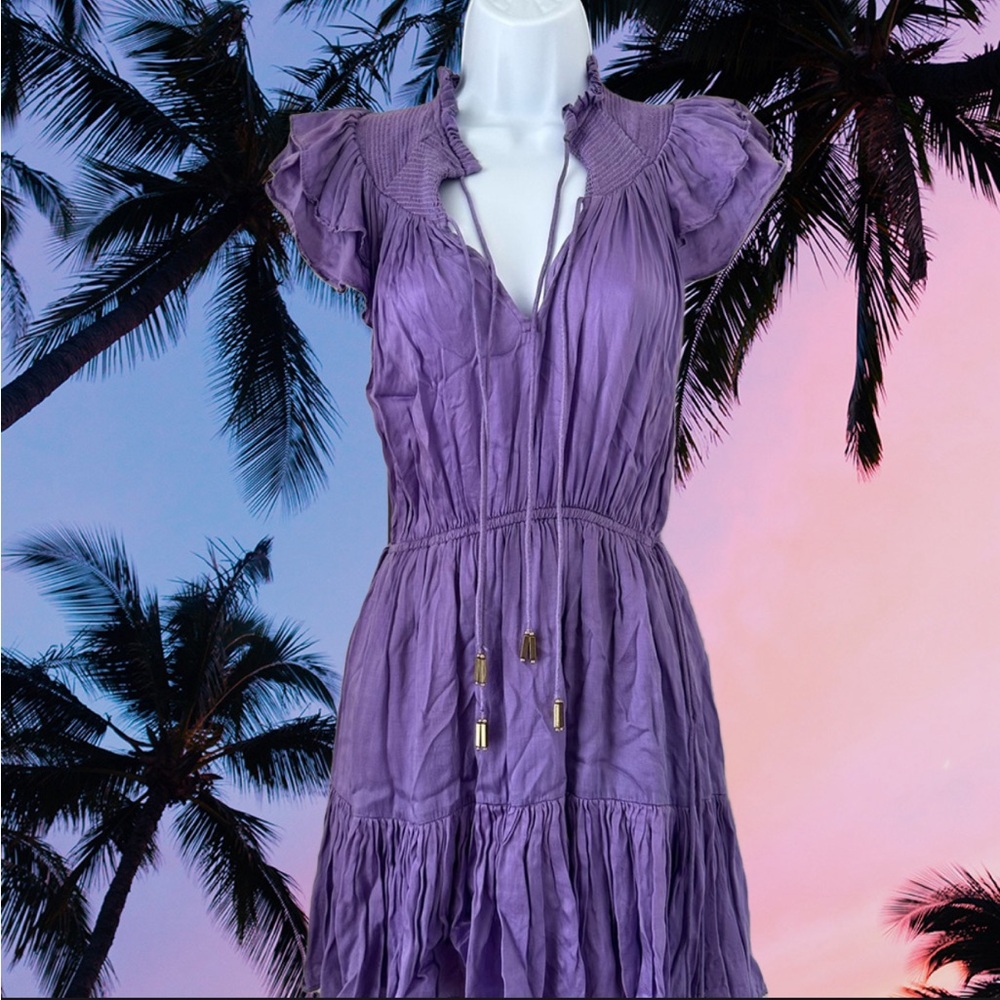 Purple ruffle minidress